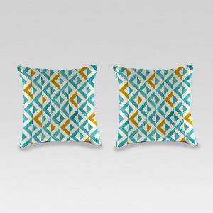 Outdoor Set of 2 Accessory Toss Pillows - Turquoise/Gold - Jordan Manufacturing