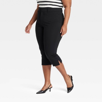 Women's High-Rise Capri Ponte Pull-On Pants - Ava & Viv™ Black