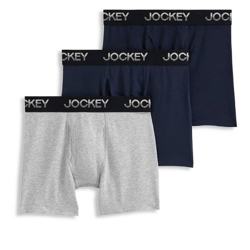 Jockey Boys' Cotton Stretch Boxer Brief - 3 Pack S True Navy/grey ...
