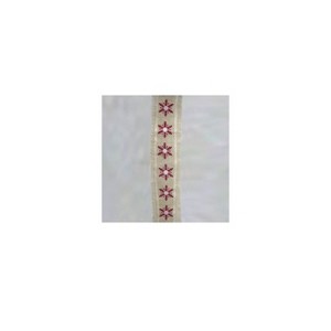 Kurt S. Adler Beige and Red Snowflake Embroidered Christmas Ribbon with Fringe Border 4" x 5 Yards - 1 of 1