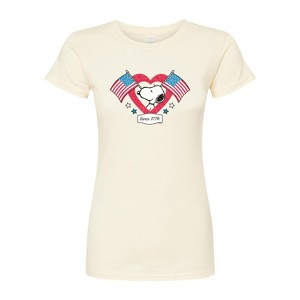 Women's - Peanuts - Snoopy Since 1776 Flag Heart Fitted Graphic T-Shirt - 1 of 3