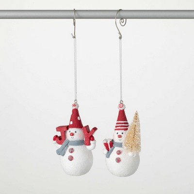 4.25"H & 4.25"H Sullivans Christmas Whimsical Snowman Ornament Set of 2  Multicolor