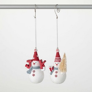 4.25"H & 4.25"H Sullivans Christmas Whimsical Snowman Ornament Set of 2  Multicolor - 1 of 2