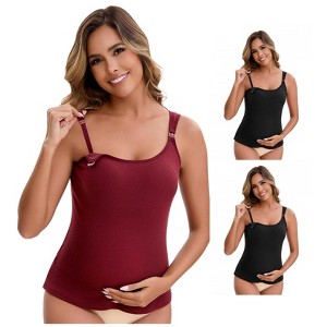 INSPIRE CHIC Women's 3 Packs Maternity Thermal Tank Tops with Built-In Bra with Adjustable Straps - 1 of 4