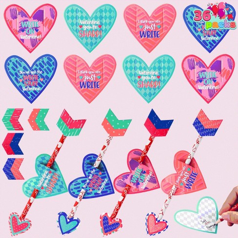 Joyfy 36 Packs Valentine's Day Cupid's Arrow Pencils With Cards Classroom Exchange Gifts for Kids' Valentine's Party - image 1 of 4