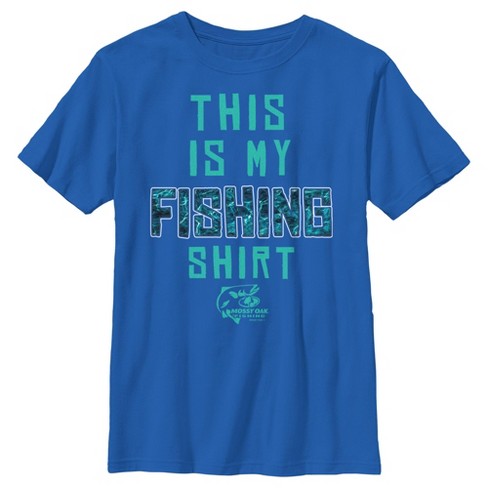 Boy's Mossy Oak This Is My Fishing Shirt Aqua Logo T-shirt : Target