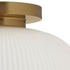 Possini Euro Design Novia 14" Modern Semi Flush-Mount Ceiling Light Fixture Kitchen Foyer Hallway Brass Finish White Glass Bedroom Bathroom Entryway - 3 of 4