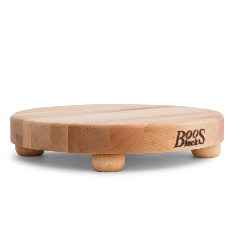John Boos Boos Block B Series Round Wood Cutting Board with Feet, 1.5-Inch Thickness, 12" x 12" x 1 1/2", Maple, 2 of 5