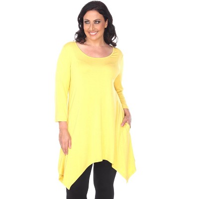 Women's Plus Size 3/4 Sleeve Makayla Tunic Top With Pockets Yellow 5x ...
