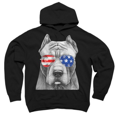 Adult Design By Humans American Pitbull With Sunglasses By Pullover Hoodie