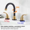 WOWOW 8 in. Widespread Double Handle Bathroom Faucet with Drain Kit Included in Brushed Nickel - 3 of 4