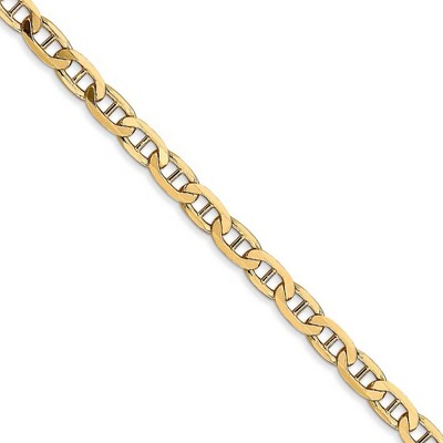 Black Bow Jewelry 3.75mm, 14k Yellow Gold, Solid Concave Anchor Chain Necklace