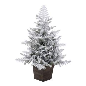 Vickerman Artificial Potted Snowy Rosemary Pine Christmas Tree