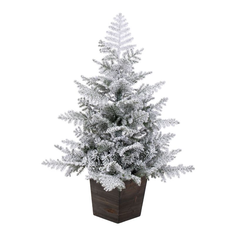 Vickerman Artificial Potted Snowy Rosemary Pine Christmas Tree, 1 of 3