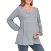 Womens Maternity Blouse V Neck Long Sleeve Waffle Knit Blouse - 3 of 4