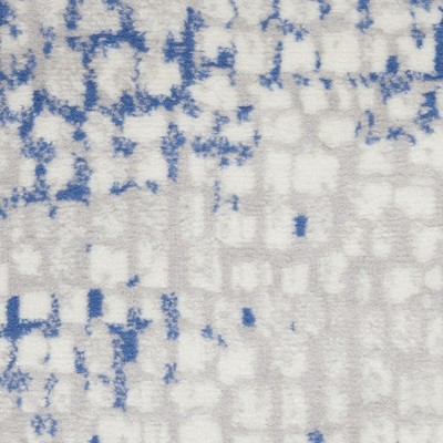 Reversible Grey Blue Geometric 4' x 6' Synthetic Area Rug