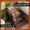 GALAXHERO Nightstand Set of 2 with Charging Station, LED Night Stand with 3 Fabric Drawers and Storage Shelf, Bedside Table 31.93" Tall - 3 of 4