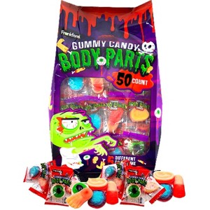 Frankford Halloween Gummy Candy Body Parts (50 Count) – Assortment of 5 Creepy Shapes - 1 of 4