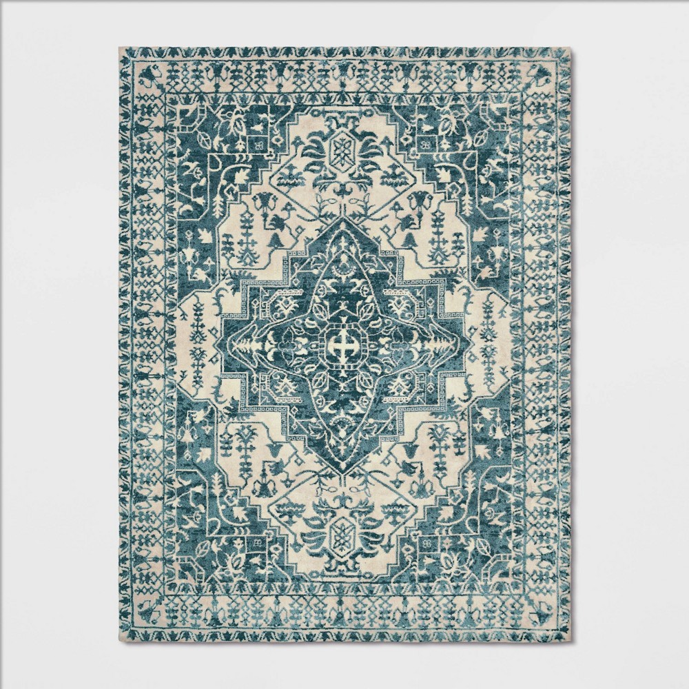 9'x12' Pavoria Vintage Persian Style Tufted Medallion Rug Blue - Opalhouse™