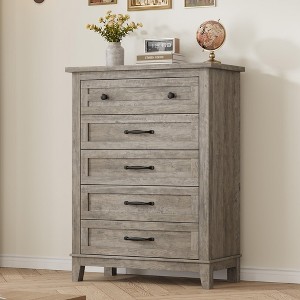 Freestanding 41.3" Tall Vertical Drawer Dresser with Storage , Wooden Closet Storage Chest for Living Room, Bedroom, Entryway, Bedroom - 1 of 4