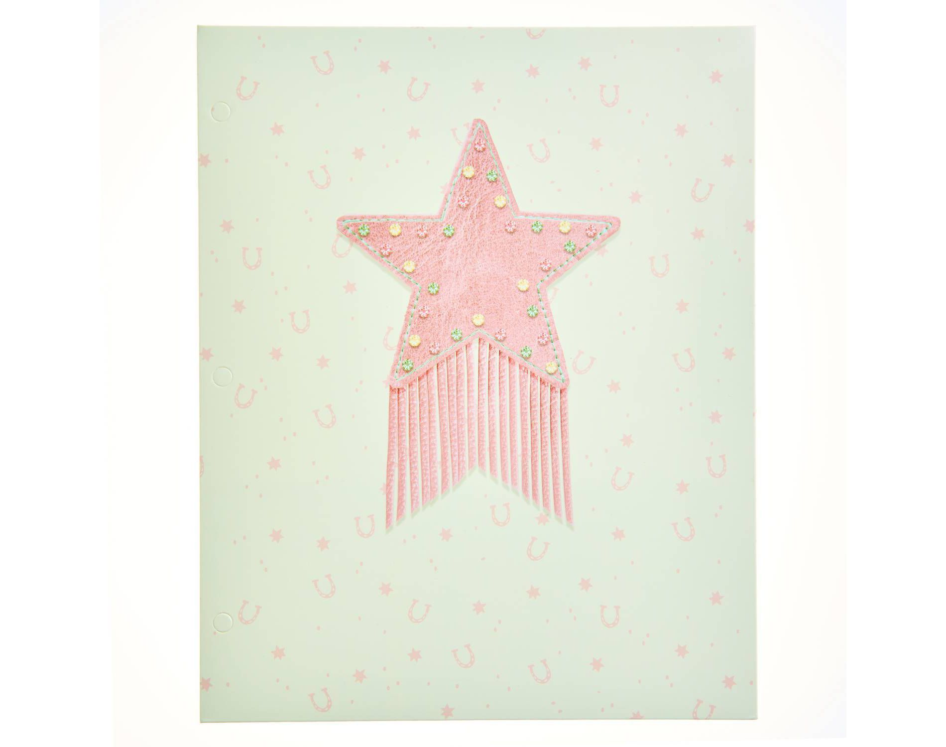 Gartner Studios 2 Pocket Howdy Girl E: Ivory - Fringed Star Patch Paper Folder, School Supplies