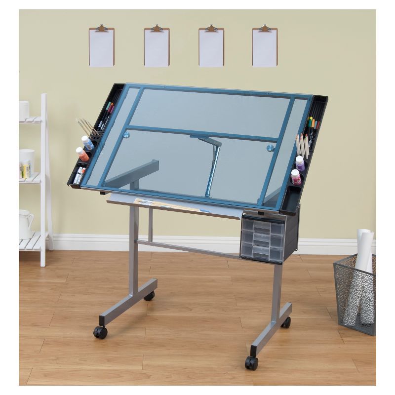 Canvas &#38; Color Drawing Craft Station Silver/Blue Glass - Studio Designs, 4 of 13