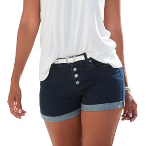 Women's Button Fly Denim Shorts - LASCANA - 1 of 4