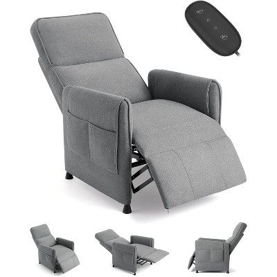 Power Recliner Chair w/ 105°-165° Memory Recline & 396 Lb Capacity – Space-Saving Electric Lounger, Grey/Black for Home Theater/Apartment