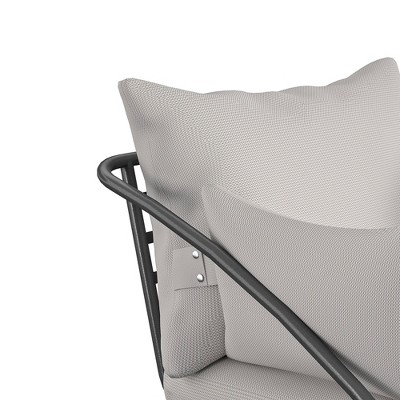Charcoal Steel Outdoor Lounge Chairs with Cushions, 2-Pack