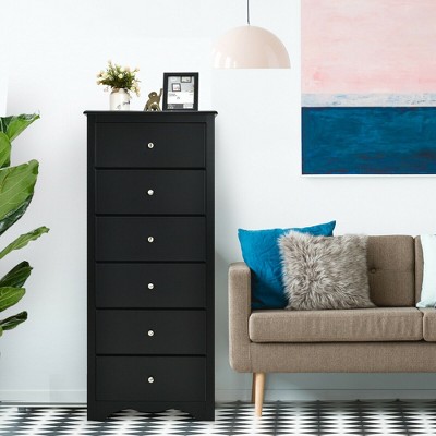 Black Vertical 6-Drawer MDF Storage Chest