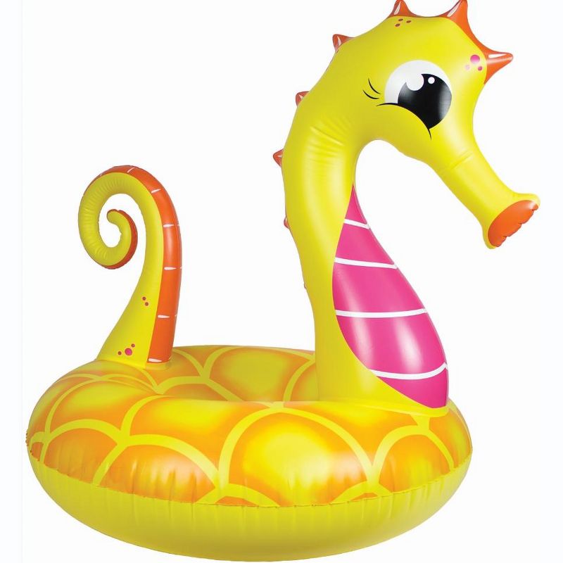 Swim Central Inflatable Yellow and Orange Seahorse Swimming Pool Ring Tube Float, 48-Inch, 1 of 4