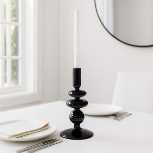 Glass Taper Candle Holder - Modern Decorative Candlestick for Home, Office, Bedroom & Living Room - Elegant Tall Contemporary Accent Decor - 1 of 4