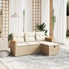 vidaXL Patio Sofa Set with Cushions Outdoor Furniture 4 Piece Poly Rattan - Beige and Cream Without Storage - 2 of 4