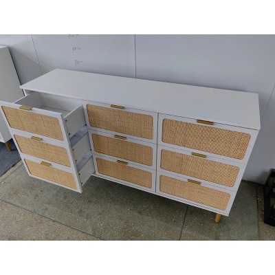 Rattan nine-drawer chest