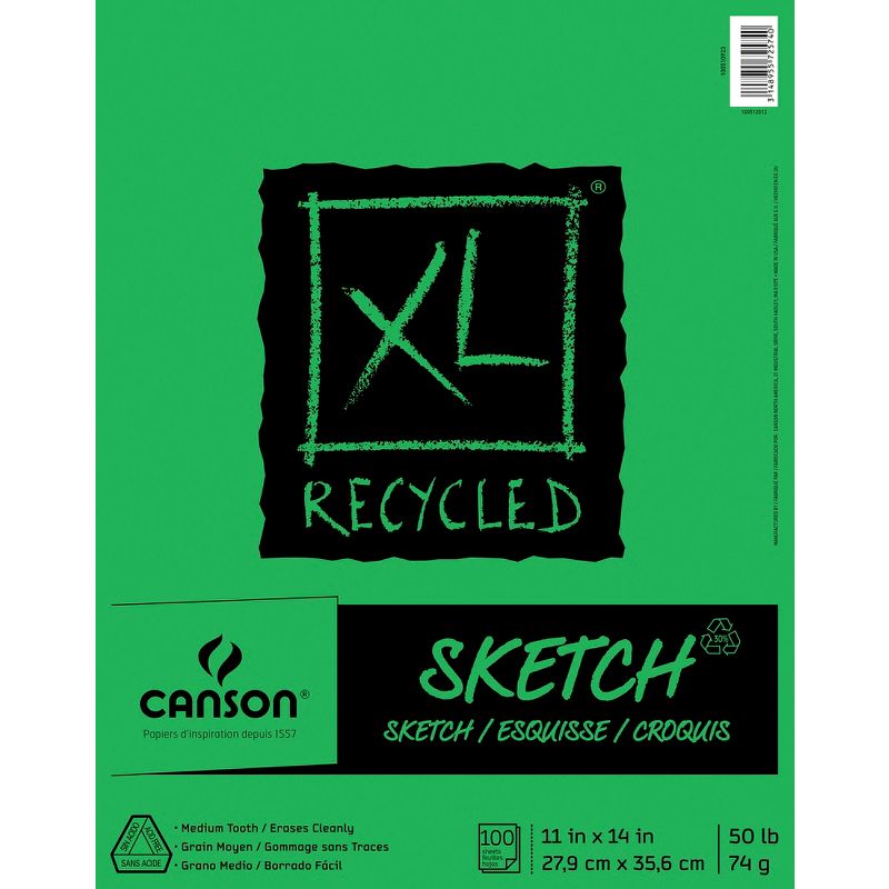Canson XL Recycled Sketch Pad, 11 x 14 Inches, 50 lb, 100 Sheets, 1 of 2