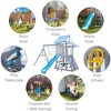 Teamson Kids Everett Plus Swing Set Playset with Platform, Rock Wall, and Wave Slide - 2 of 4