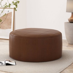 Christopher Knight Home Denell Faux Leather Large Ottoman Cognac Brown - 1 of 4