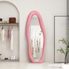 Beautyolove 24 in. W x 63 in. H Irregular Pink Flannel Wrapped Wood Framed Full Length Floor Mirror Wavy Full Body Mirror - 3 of 4