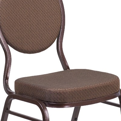 Brown Patterned Fabric Teardrop Back Stacking Banquet Chair with Copper Vein Frame