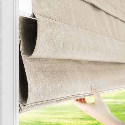 34"x64" Belgian Flax Cordless Fabric Roman Shade