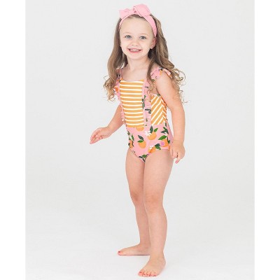 RuffleButts Kids Pinafore One Piece - Orange You The Sweetest, Size: 6 — фото 2