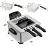 WHALL 5.3QT Electric Deep Fryer, 1700W Stainless Steel Fryer with Triple Baskets, Adjustable Temperature Control, Perfect for Family Meals and Parties - 3 of 4