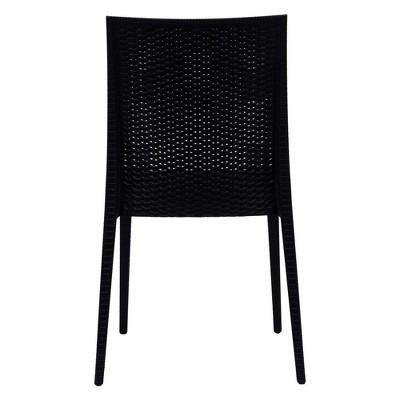 Black Polypropylene Weave Design Armless Dining Chairs, Set of 4