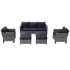Sonkuki 5-Piece Patio Conversation Sofa Set Gray Rattan with Widen Armrest, - 2 of 4