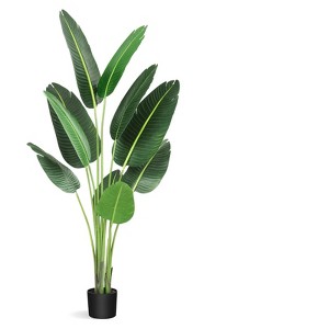 Artificial Bird of Paradise Plant, Fake Palm Tree for Indoor Outdoor Modern Decor Faux Plants for Home Office Perfect Housewarming Gift - 1 of 4