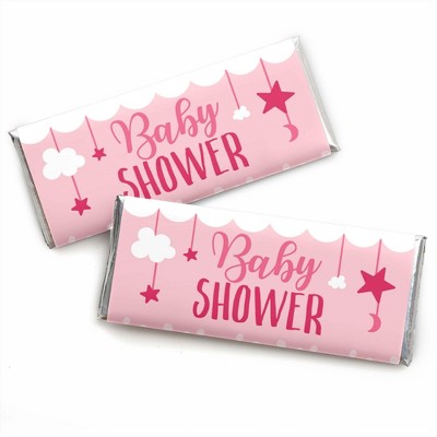 Big Dot of Happiness It's a Girl - Candy Bar Wrapper Pink Baby Shower Favors - Set of 24