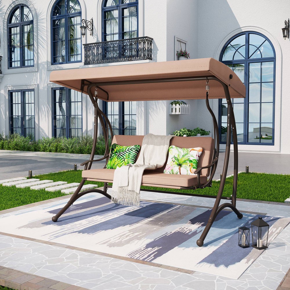 Photos - Canopy Swing Outdoor 3 Person Glider with Cushions & Small Side Table - Captiva Designs