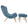Planet 37.5" High Back High-End Velvet and Ultra-Soft Cushioning Upholstered Chaise Lounge Chaise and Ottoman Foot Rest Set-Maison Boucle - 3 of 4