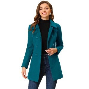 INSPIRE CHIC Women's Christmas Peter Pan Collar Double Breasted Long Trench Winter Pea Coat - 1 of 4
