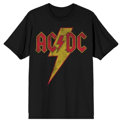 ACDC Vintage Lightning Bolt Logo Men's Black T-shirt-Medium